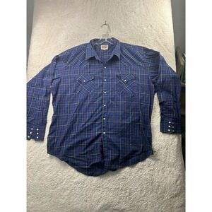 VTG Ely Cattleman Pearl Snap Western‎ Cowboy Striped Shirt Men's 2XL
